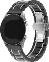 Strap-it Keramiek / stalen smartwatch bandje - geschikt voor Fossil Gen 5 / Gen 5e 44mm / Gen 6 44mm - zwart/zilver