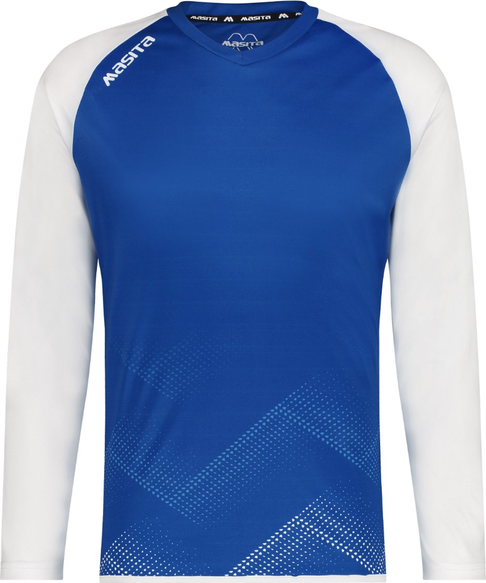 Masita | Riva Dames & Heren T-Shirt Lange Mouw Unisex Sportshirt - ROYAL BLUE/WHIT - 116