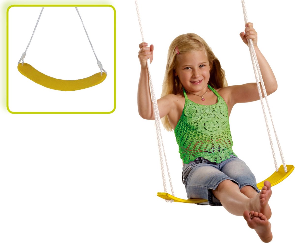 Gele flexibele schommel / kinderschommel zitje - 67 cm - Buitenspeelgoed - Schommelen