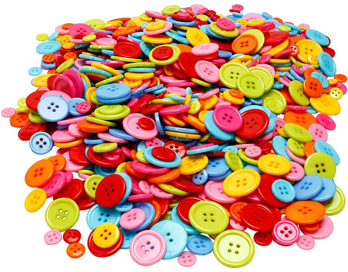 Knopen Mix - Diverse Knopen - Decoratieve Knopen Voor Hobby - DIY Knoop Mix - Ronde Knopen Voor Creatieve Projecten - Diameter 10+15+20+22mm - Gewicht 500gr