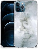 Stevige Telefoonhoesje iPhone 12 | 12 Pro Telefoon Hoesje met doorzichtige rand Painting Grey
