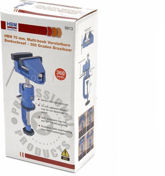 Tectake Bankschroef 360° Draaibaar Met Aambeeld - Blauw