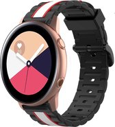 Siliconen Smartwatch bandje - Geschikt voor  Samsung Galaxy Watch Active Special Edition band - zwart/wit - Horlogeband / Polsband / Armband