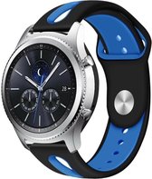 Siliconen Smartwatch bandje - Geschikt voor  Samsung Gear S3 duo sport band - zwart/blauw - Horlogeband / Polsband / Armband