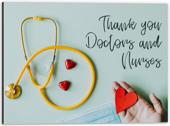 Dibond - Thankyou Doctors and Nurses - 40x30cm Foto op Aluminium (Met Ophangsysteem)