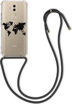 kwmobile telefoonhoesje voor Huawei Mate 20 Lite - Hoesje met koord in zwart / transparant - Back cover voor smartphone