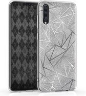 kwmobile telefoonhoesje geschikt voor Samsung Galaxy A70 - Hoesje voor smartphone in zilver - Glitter Vlakken design