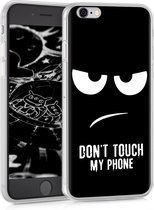 kwmobile hoesje voor Apple iPhone 6 / 6S - Smartphonehoesje in wit / zwart - Don't Touch My Phone design
