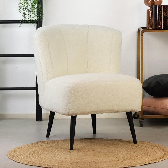 Ook geluk afgunst Bronx71® Teddy fauteuil wit Lyla - Zetel 1 persoons - Relaxstoel - Kleine  fauteuil -... | bol.com