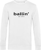Heren Sweaters met Ballin Est. 2013 Basic Sweater Print - Wit - Maat XS