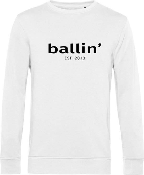 Heren Sweaters met Ballin Est. 2013 Basic Sweater Print - Wit - Maat XS