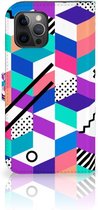 Wallet Book Case Apple iPhone 12 Pro Max GSM Hoesje Gepersonaliseerd Cadeau Blocks Colorful