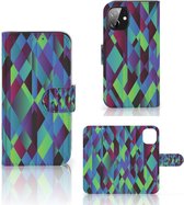 Bookcase Apple iPhone 12 Mini Hoesje Abstract Green Blue