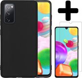 Hoesje Geschikt voor Samsung A41 Hoesje Siliconen Case Hoes Met Screenprotector - Hoes Geschikt voor Samsung Galaxy A41 Hoes Cover Case - Zwart.