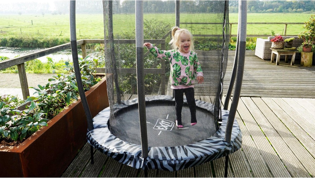 EXIT Tiggy Trampoline ø140cm - met Veiligheidsnet - Rond - Zwart/grijs