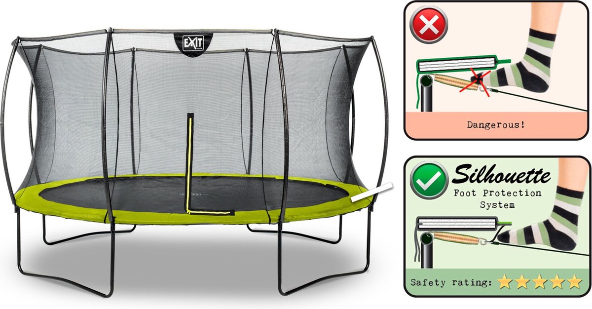 EXIT Silhouette Trampoline ø366cm - Op Poten - Rond - Trampoline Buiten - Voor Kinderen - Groen — afbeelding 12