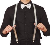 Boland party Carnaval verkleed bretels - pailletten zilver - heren/dames - verkleedkleding accessoires