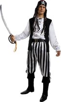 FUNIDELIA Gestreept Piraten Kostuum voor Heren - Zwart en Wit Collectie - Maat: M