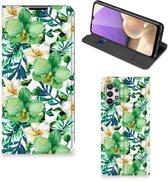 GSM Hoesje Geschikt voor Samsung Galaxy A32 5G Bookcase Cover Orchidee Groen