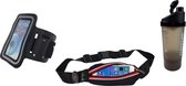 Hardlopen - Hardloopset - 3 stuks - Tunturi - Sport Telefoonarmband & Hardloopgordel Rood & Shakebeker