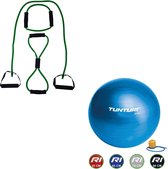 Tunturi - Fitness Set - Tubing Set Groen - Gymball Blauw 65 cm