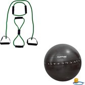 Tunturi - Fitness Set - Tubing Set Groen - Gymball Zwart met Anti Burst 55 cm