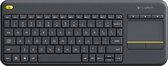 Logitech K400 Plus 2,4 GHz draadloos toetsenbord met aanraakbediening, draadloos bereik: 10 m (zwart)
