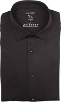 OLYMP No. Six 24/Seven super slim fit overhemd - tricot - zwart - Strijkvriendelijk - Boordmaat: 37