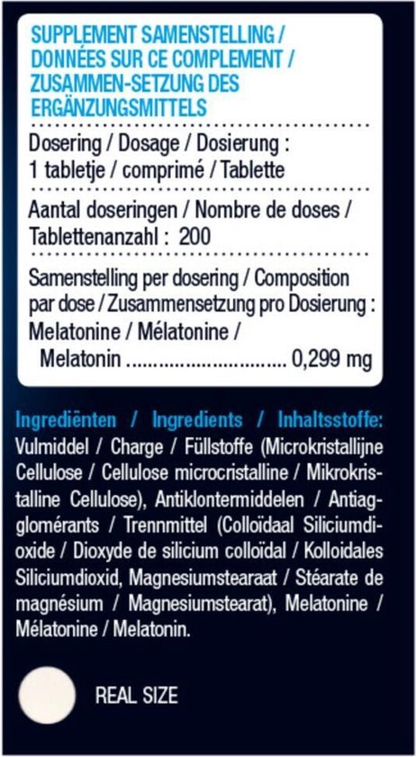 Lucovitaal - Melatonine Puur 299 mircogram - 200 tabletten - Voedingssupplement