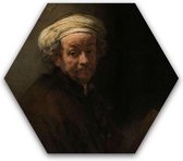 Schilderij  Zelfportret apostel Paulus - Rembrandt - Rijksmuseum - Dibond - Hexagon - zeshoek - 50 x 50 cm