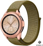 Nylon Smartwatch bandje - Geschikt voor Strap-it Samsung Galaxy Watch 41mm / 42mm nylon band - olijf - Strap-it Horlogeband / Polsband / Armband