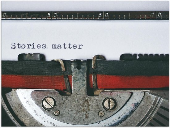 Poster – ''Stories Matter'' op Typmachine  - 40x30cm Foto op Posterpapier