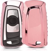 kwmobile autosleutelhoes voor BMW 3-knops draadloze autosleutel (alleen Keyless Go) - TPU beschermhoes in hoogglans roségoud