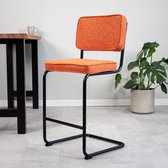 Dimehouse Industriële Barkruk Remo - 73 cm - Oranje - Stof