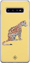 Samsung S10 Plus hoesje siliconen - Leo wild | Samsung Galaxy S10 Plus case | geel | TPU backcover transparant