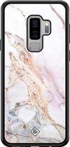 Samsung S9 Plus hoesje glass - Parelmoer marmer | Samsung Galaxy S9+ case | Hardcase backcover zwart