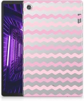Silicone Tablet Hoes Lenovo Tab M10 Plus Backcase Waves Roze met doorzichte zijkanten