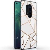 iMoshion Design voor de OnePlus 8 Pro hoesje - Grafisch Koper - Wit / Goud