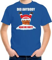 Fun Kerstshirt / Kerst t-shirt  Did anybody hear my fart blauw voor kinderen - Kerstkleding / Christmas outfit XL (164-176)