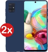 Samsung A71 Hoesje - Samsung Galaxy A71 Hoes Siliconen Case Hoes Cover - Donker Blauw - 2 PACK