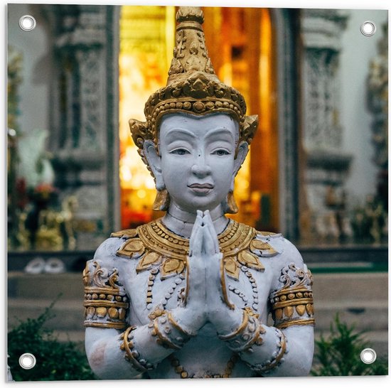 Tuinposter – Met Goud Versierde Boeddha 50x50cm Foto op Tuinposter ( wanddecoratie... | bol.com