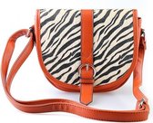 Luxe Schoudertas Dames  - met Verstelbare Band en Veilige Sluiting   - Schoudertassen Vrouw - Tassen - Crossbody Tas - Klein Schoudertasje  - van Hoogwaardig PU Leer  - Zebra Oranje   21x20cm