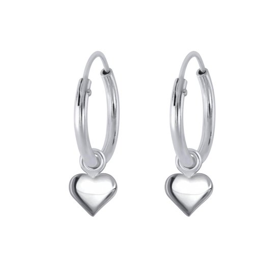 zilveren hangend hartje kinderoorbellen | oorringen hart hanger | oorbellen Meisje Zilver | Zilverana | Sterling 925 Silver