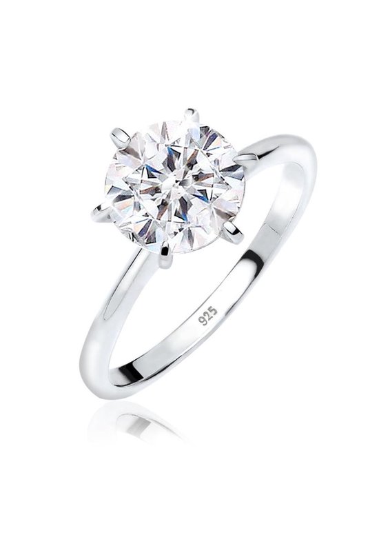 Elli Dames Ring Dames Verlovingsring met Kristallen in 925 Sterling Zilver