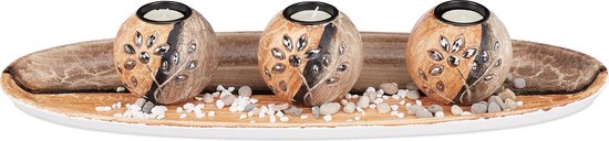 set de photophore relaxdays - photophore - bol décoratif pierres ornementales - décoration de table