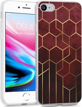 iMoshion Hoesje Geschikt voor iPhone SE (2022) / SE (2020) / 8 / 7 / 6s / 6 Hoesje Siliconen - iMoshion Design hoesje - Goud / Rood / Brick Red Honeycomb