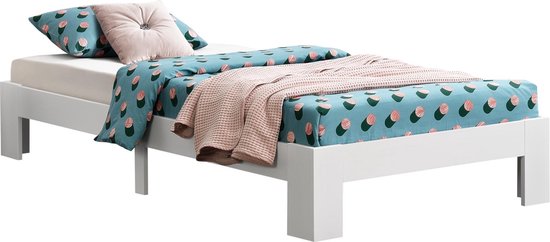Houten bed Raisio grenen met bedbodem 120x200 cm wit