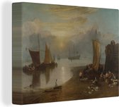 Canvas Schilderij Sun Rising through Vapour - Schilderij van Joseph Mallord William Turner - 80x60 cm - Wanddecoratie