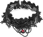 Punk Rave Choker Deadly Rose Zwart