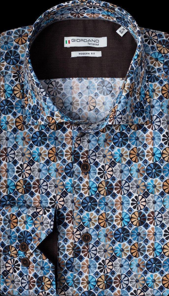 Giordano Lange mouw Overhemd - 207840 Blauw (Maat: XXL)